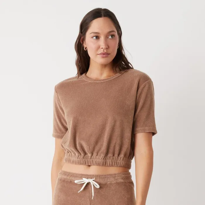 MONROW Tees Terry Cloth Short Sleeve 8211 Women MONROW Tees Terry Cloth Short Sleeve 8211 Women