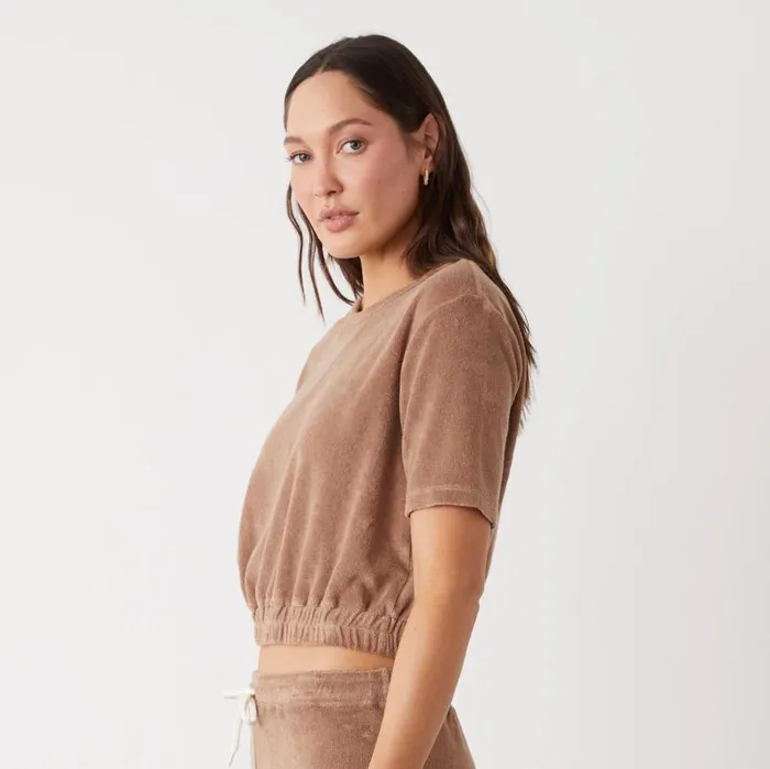 MONROW Tees Terry Cloth Short Sleeve 8211 Women MONROW Tees Terry Cloth Short Sleeve 8211 Women