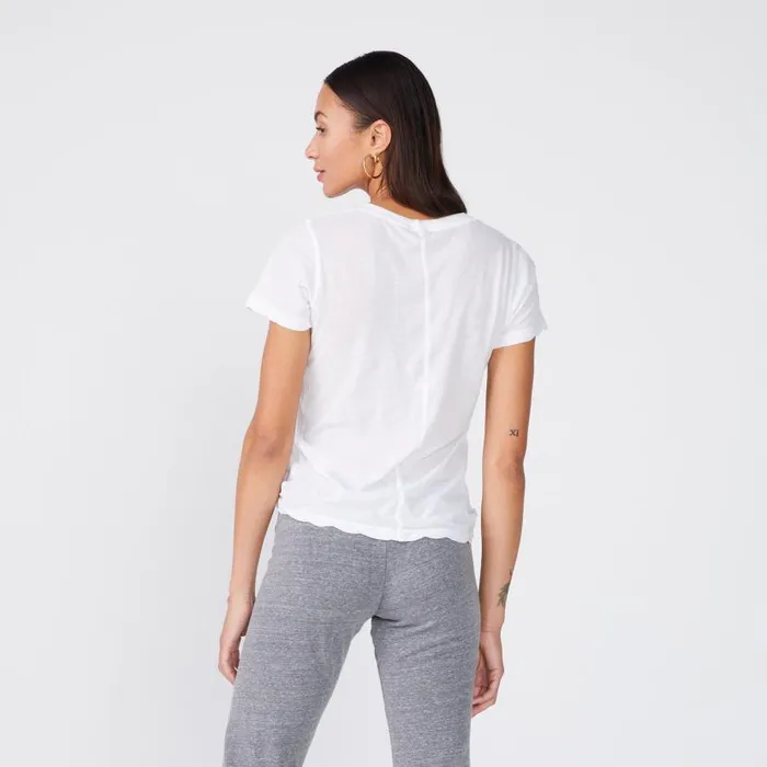 MONROW Tees Tissue Fitted Crew Neck Tee 8211 White Color 8211 Women MONROW Tees Tissue Fitted Crew Neck Tee 8211 White Color 8211 Women