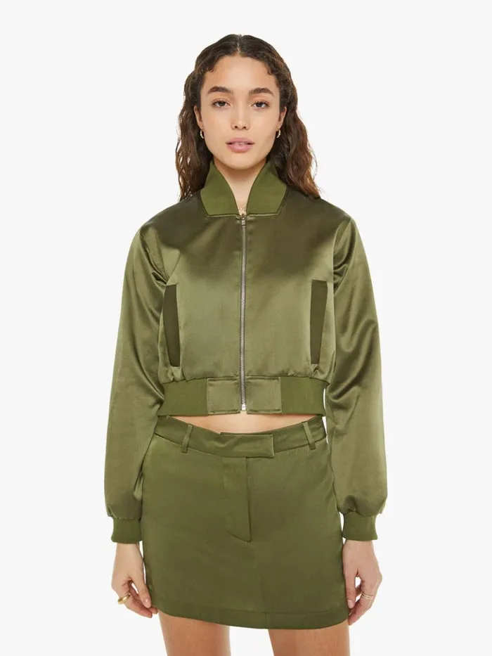 Mother Denim Cala Shrunken Bomber Olive 8211 Women