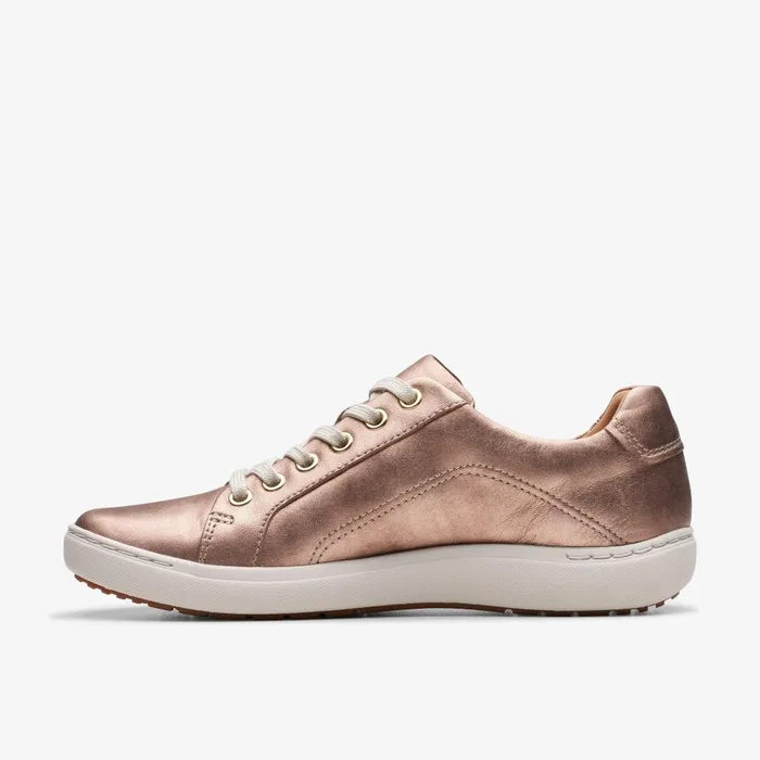 Nalle Lace Rose Gold Leather Women Clarks Sneakers