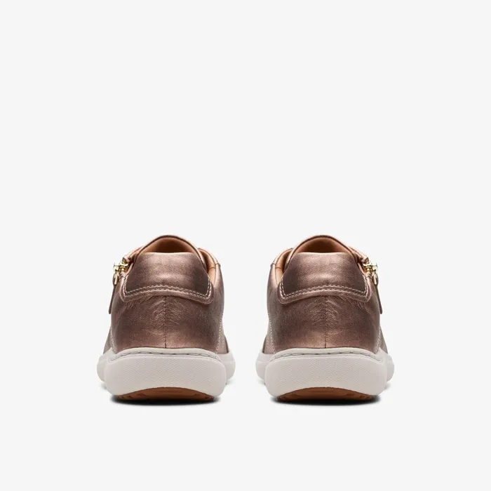Nalle Lace Rose Gold Leather Women Clarks Sneakers