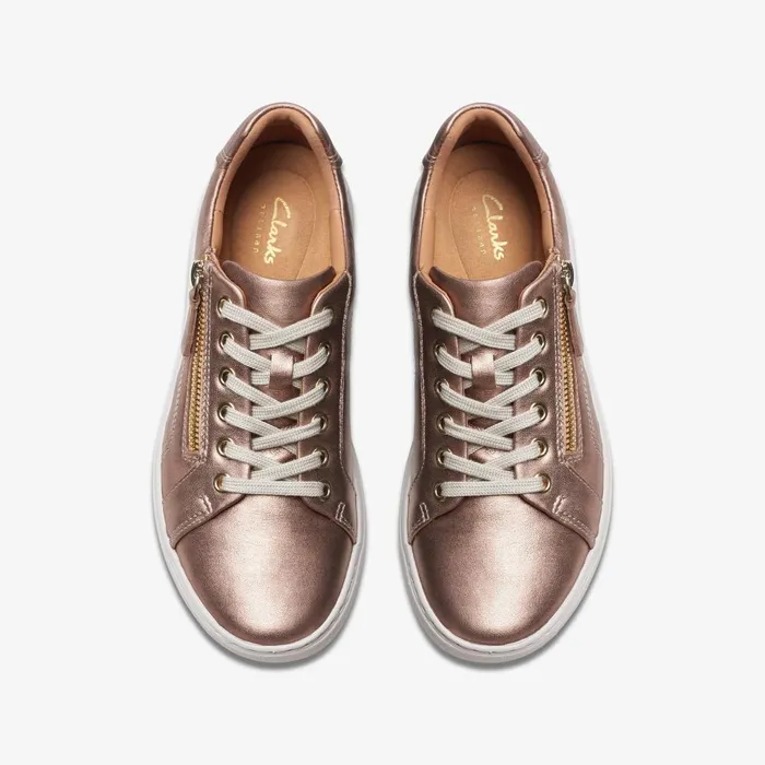 Nalle Lace Rose Gold Leather Women Clarks Sneakers