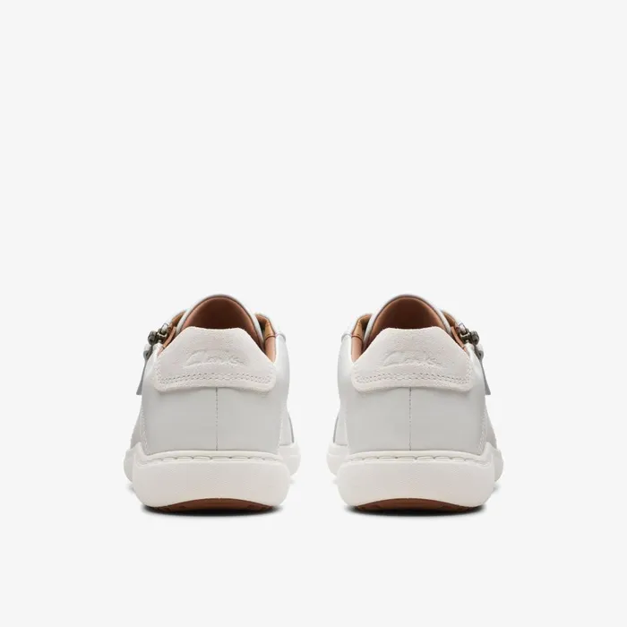 Nalle Lace White Leather Women Clarks Sneakers