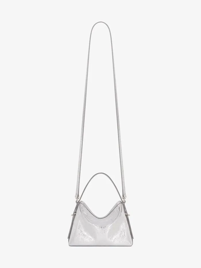 Nano Voyou Bag In Laminated Leather Light Silvery Women Givenchy Micro Bags