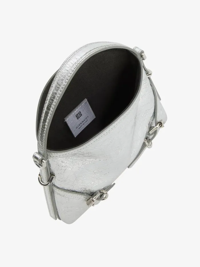 Nano Voyou Bag In Laminated Leather Light Silvery Women Givenchy Micro Bags