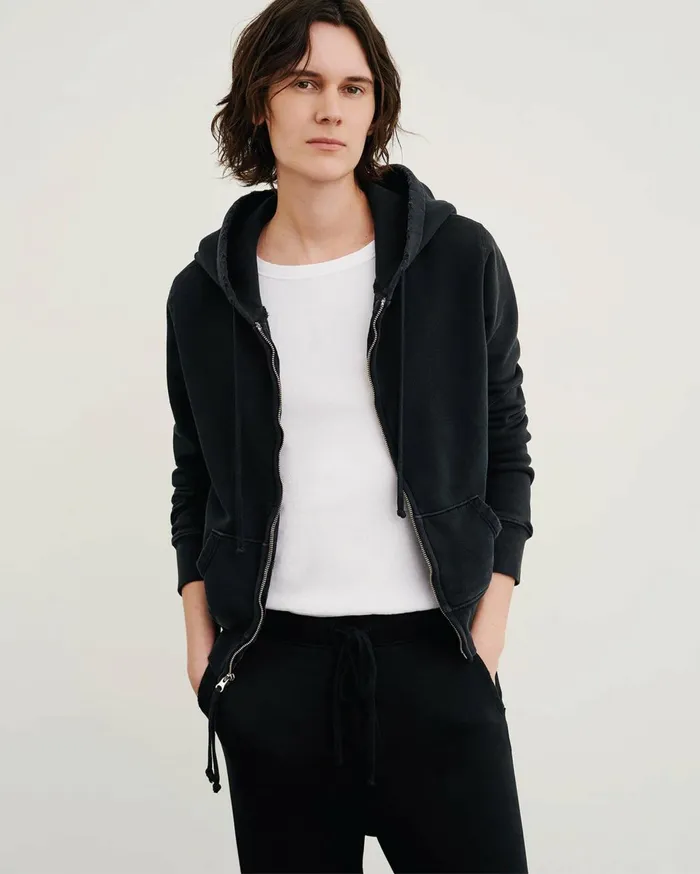 Nili Lotan CALLIE ZIP UP HOODIE Cocoa Women Knits and Sweaters