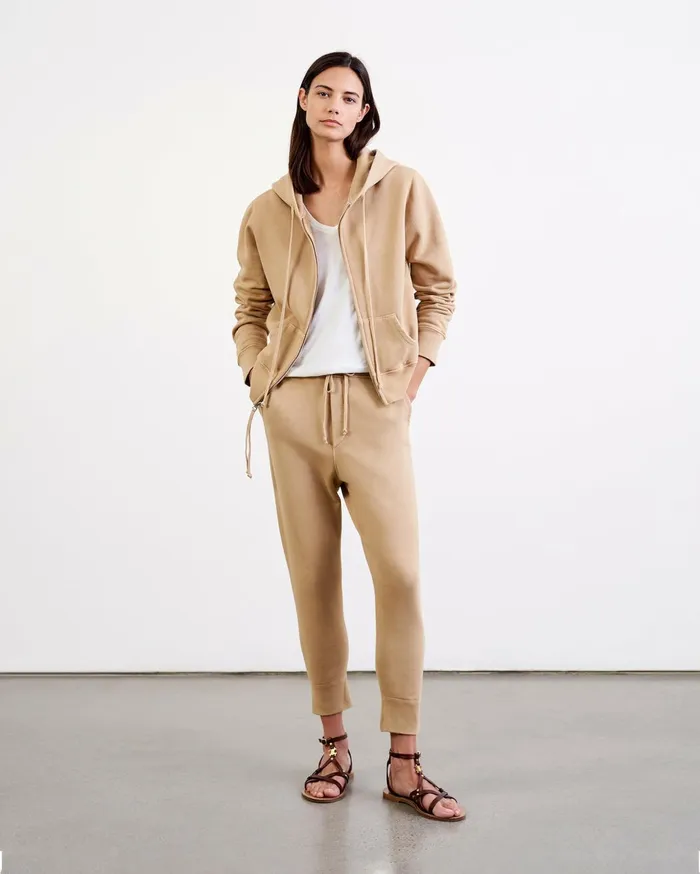 Nili Lotan CALLIE ZIP UP HOODIE Cocoa Women Knits and Sweaters