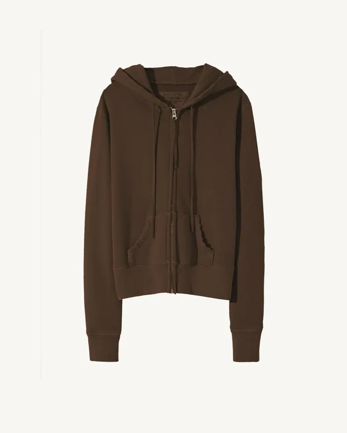 Nili Lotan CALLIE ZIP UP HOODIE Cocoa Women Knits and Sweaters