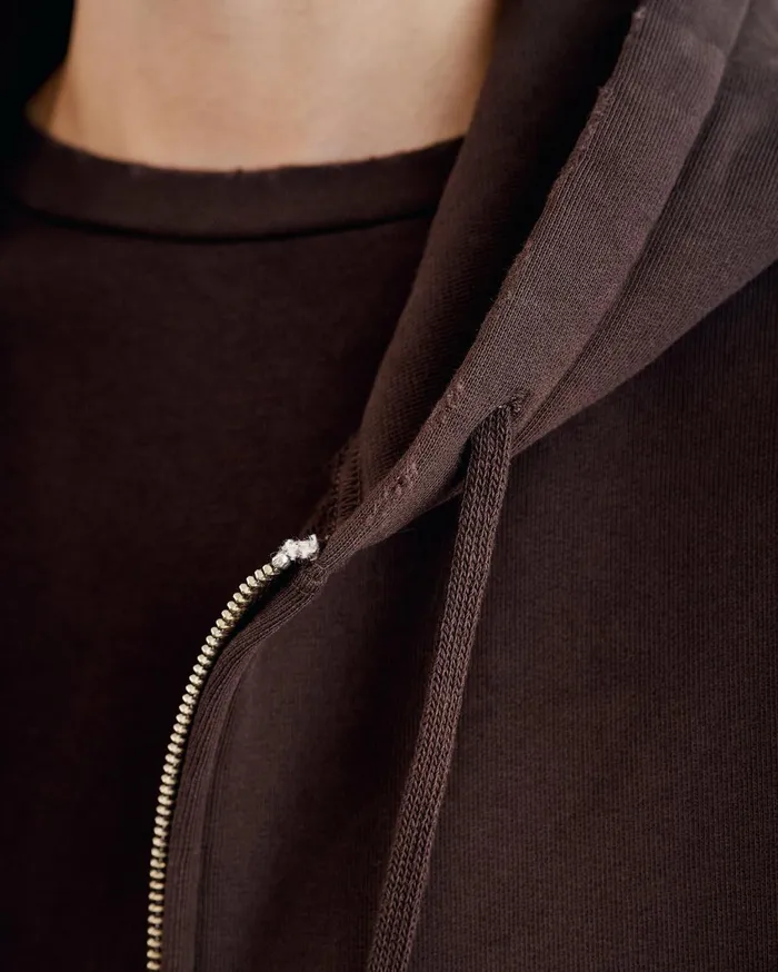 Nili Lotan CALLIE ZIP UP HOODIE Cocoa Women Knits and Sweaters