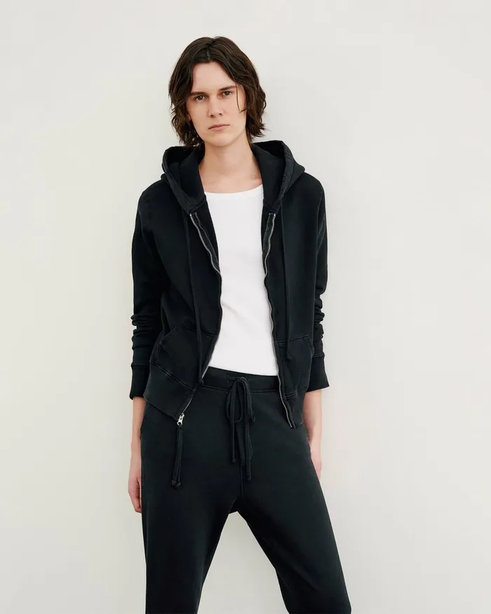 Nili Lotan CALLIE ZIP UP HOODIE Cocoa Women Knits and Sweaters
