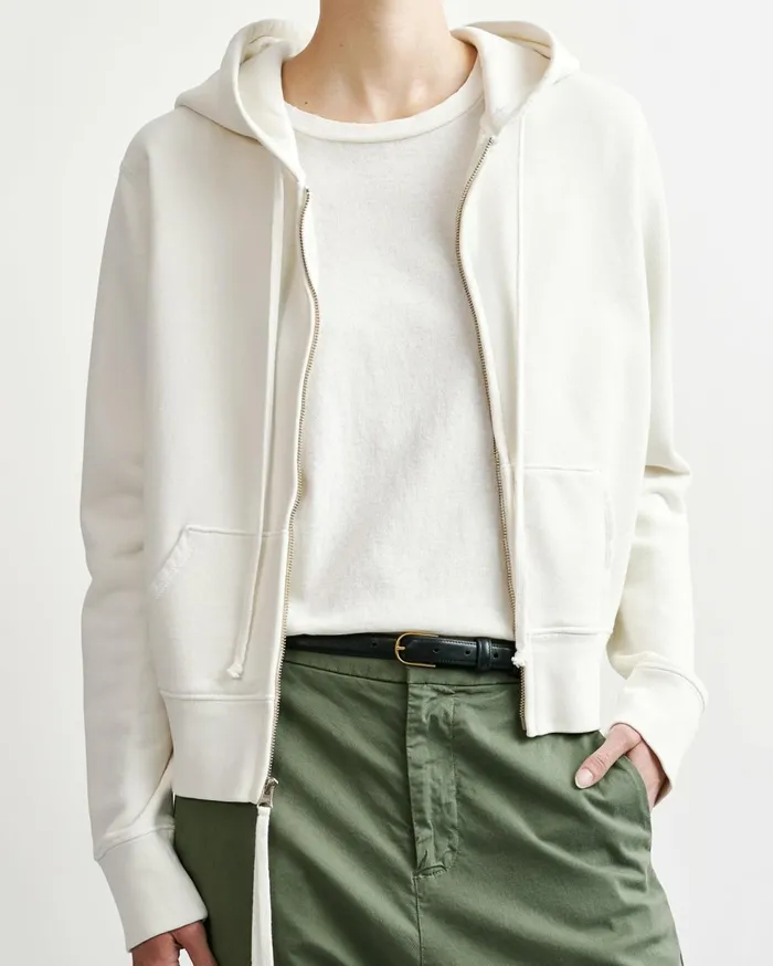 Nili Lotan CALLIE ZIP UP HOODIE Cocoa Women Knits and Sweaters