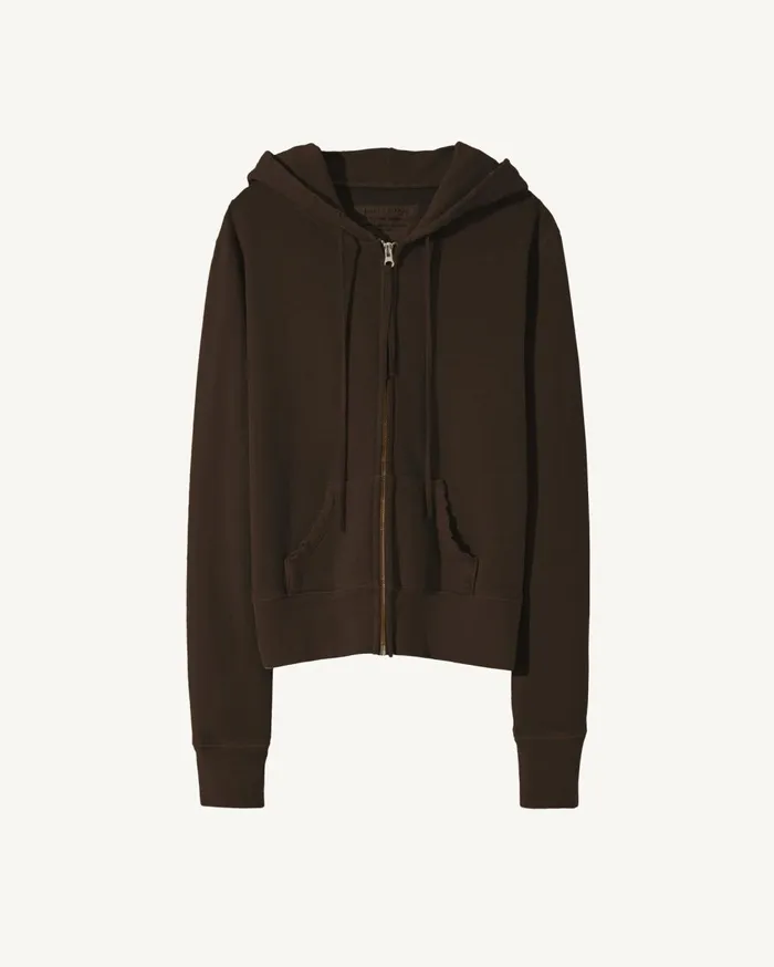 Nili Lotan CALLIE ZIP UP HOODIE Cocoa Women Knits and Sweaters