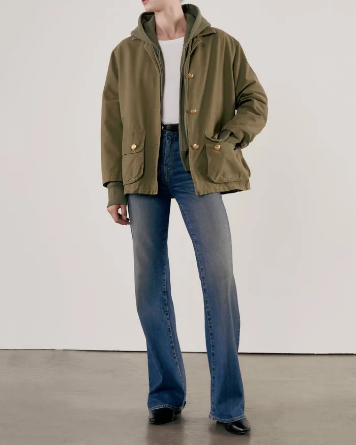 Nili Lotan CALLIE ZIP UP HOODIE Cocoa Women Knits and Sweaters