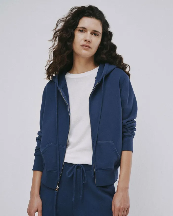 Nili Lotan CALLIE ZIP UP HOODIE Cocoa Women Knits and Sweaters