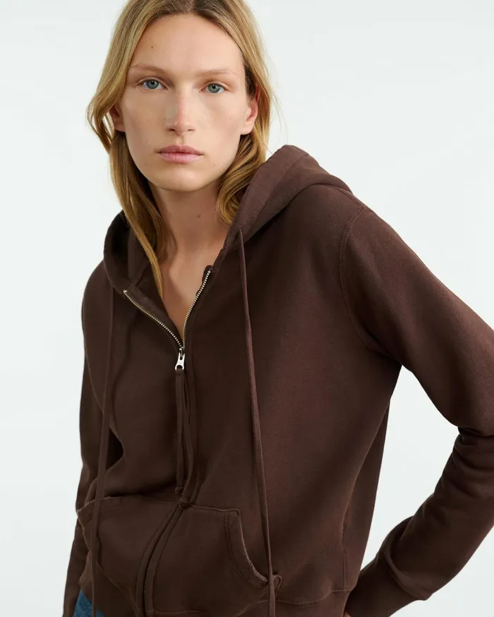 Nili Lotan CALLIE ZIP UP HOODIE Cocoa Women Knits and Sweaters