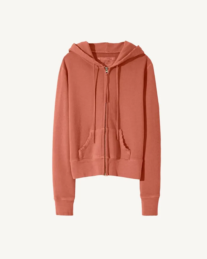 Nili Lotan CALLIE ZIP UP HOODIE Cocoa Women Knits and Sweaters