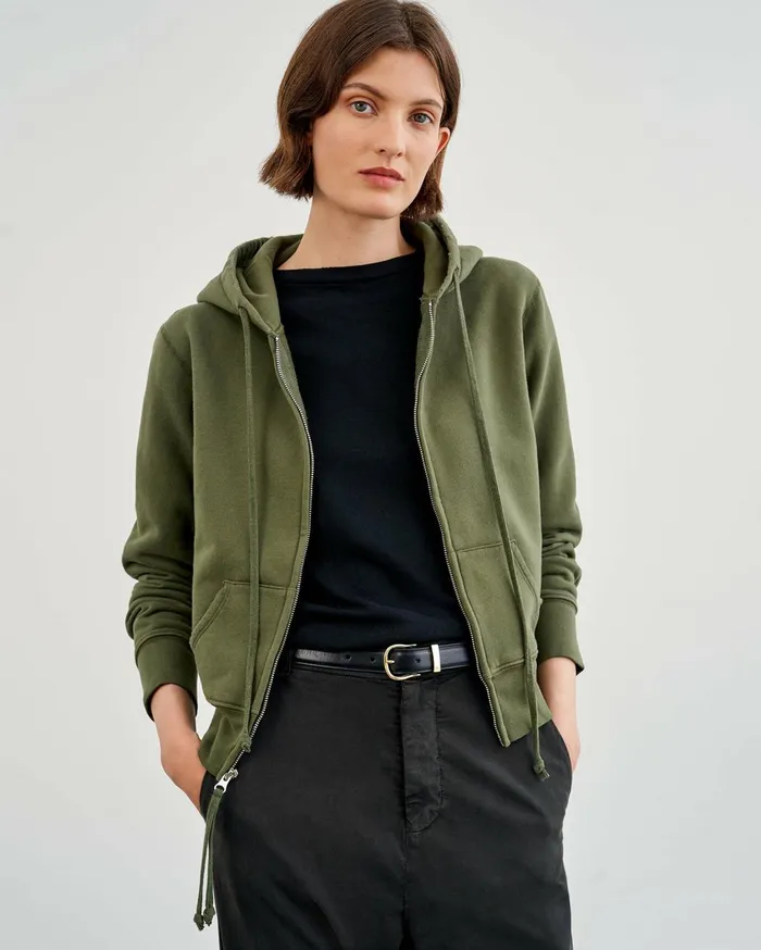 Nili Lotan CALLIE ZIP UP HOODIE Cocoa Women Knits and Sweaters