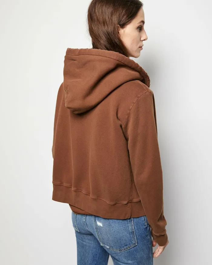 Nili Lotan CALLIE ZIP UP HOODIE Cocoa Women Knits and Sweaters