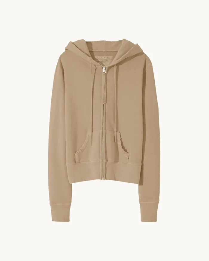 Nili Lotan CALLIE ZIP UP HOODIE Cocoa Women Knits and Sweaters