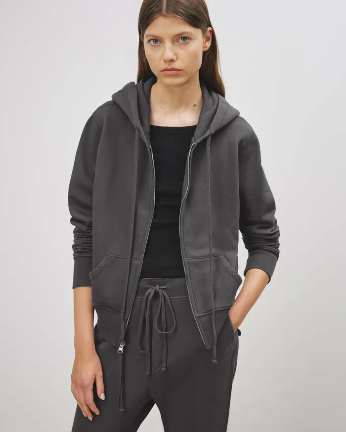 Nili Lotan CALLIE ZIP UP HOODIE Cocoa Women Knits and Sweaters