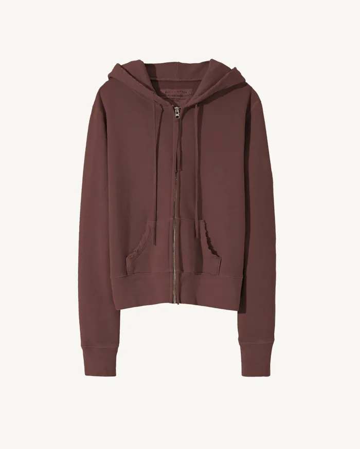 Nili Lotan CALLIE ZIP UP HOODIE Cocoa Women Knits and Sweaters