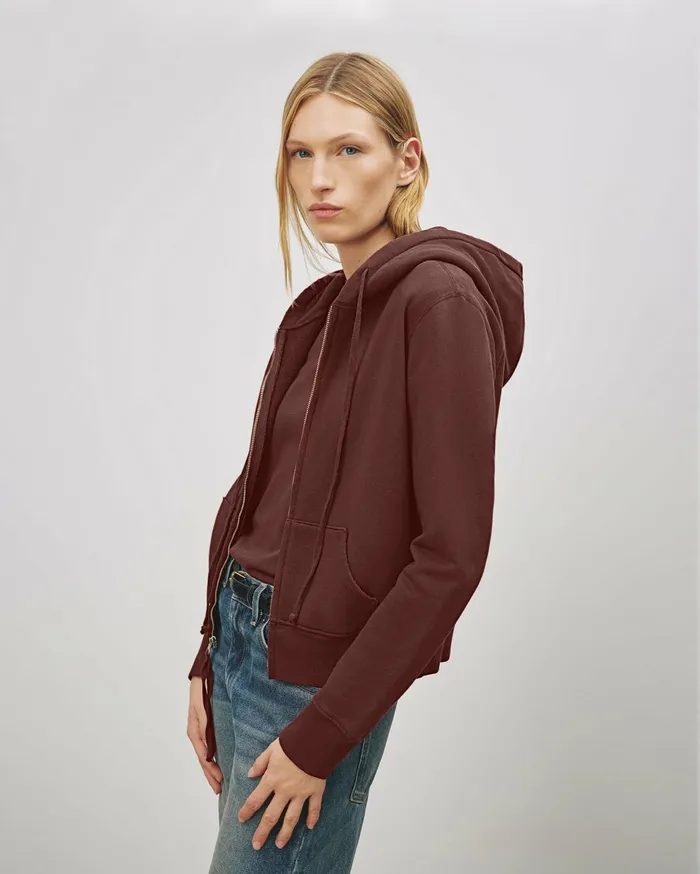 Nili Lotan CALLIE ZIP UP HOODIE Cocoa Women Knits and Sweaters