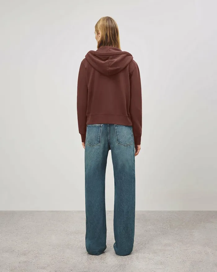 Nili Lotan CALLIE ZIP UP HOODIE Cocoa Women Knits and Sweaters