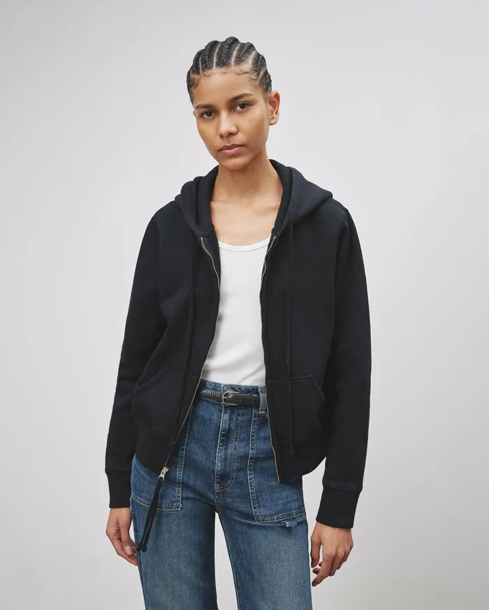 Nili Lotan CALLIE ZIP UP HOODIE Cocoa Women Knits and Sweaters