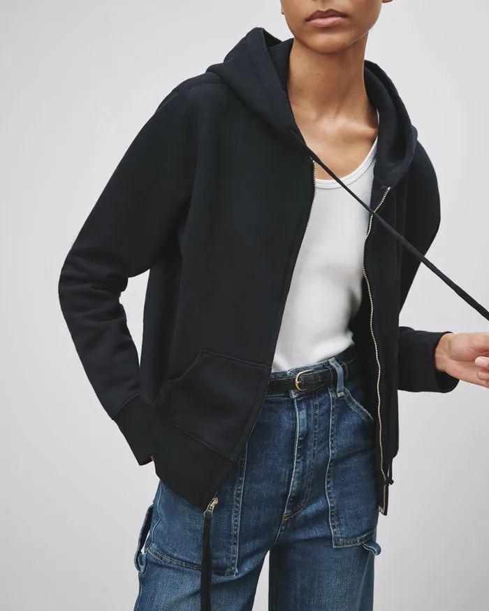 Nili Lotan CALLIE ZIP UP HOODIE Cocoa Women Knits and Sweaters