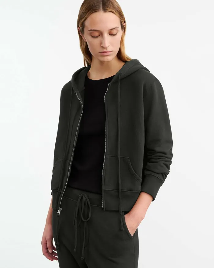 Nili Lotan CALLIE ZIP UP HOODIE Cocoa Women Knits and Sweaters