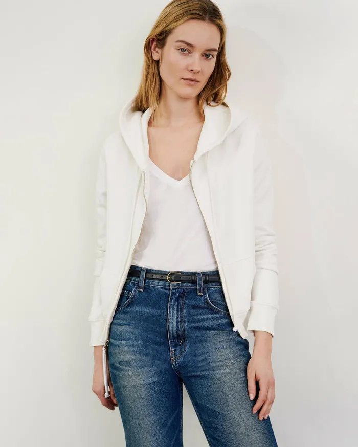 Nili Lotan CALLIE ZIP UP HOODIE Cocoa Women Knits and Sweaters