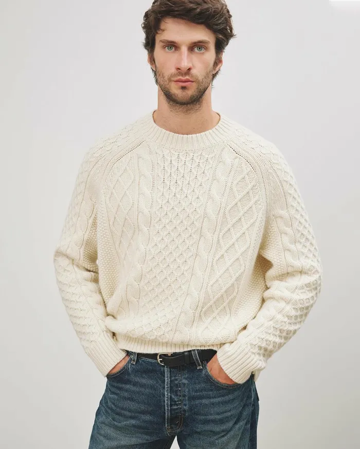 Nili Lotan CARRAN SWEATER Ivory Men Sweaters