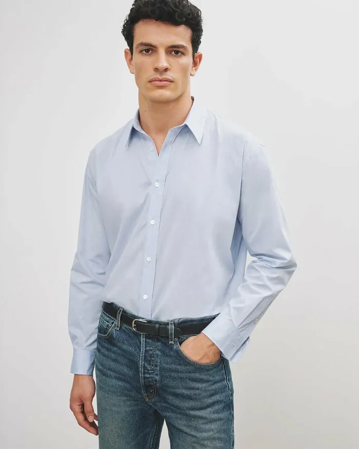 Nili Lotan CRISTOBAL SHIRT Blue Men Shirts