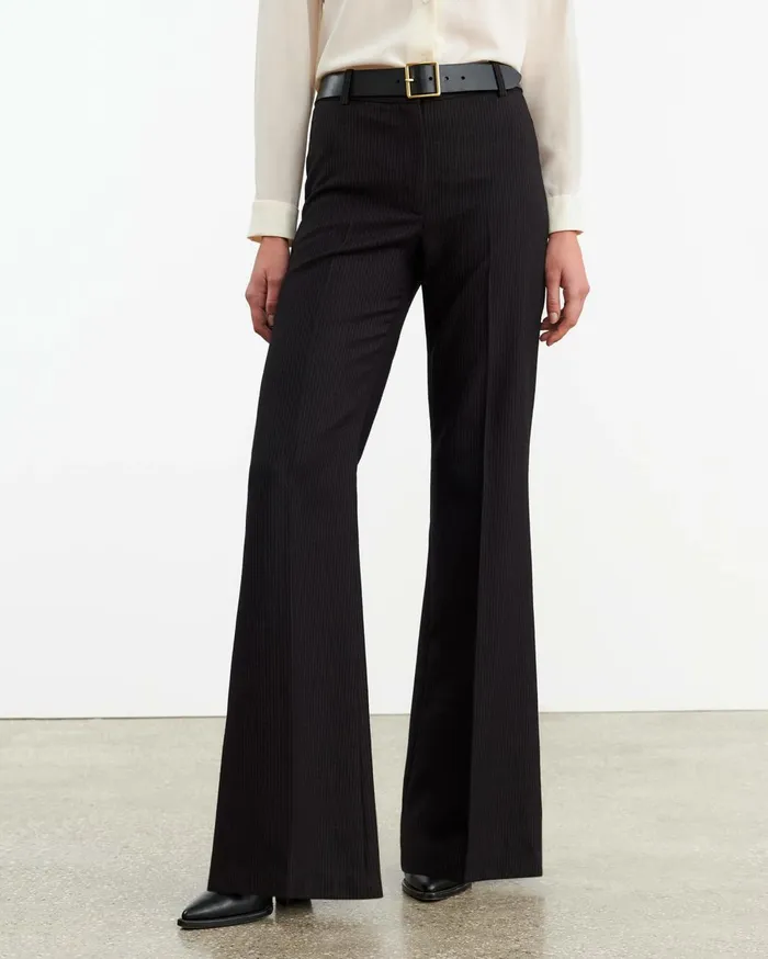 Nili Lotan EFFY PANT Black Pinstripe Women Pants and Shorts