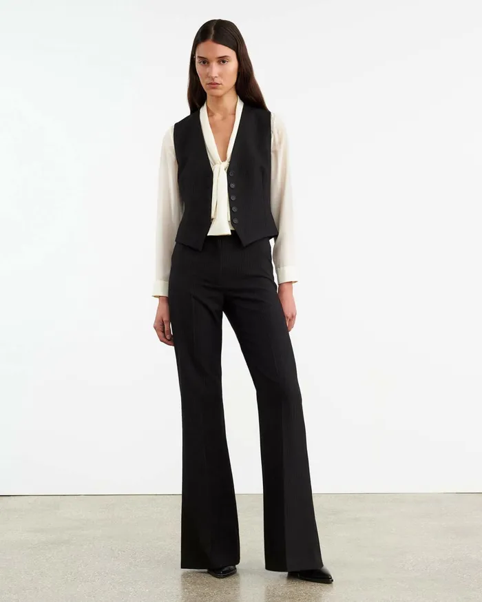 Nili Lotan EFFY PANT Black Pinstripe Women Pants and Shorts