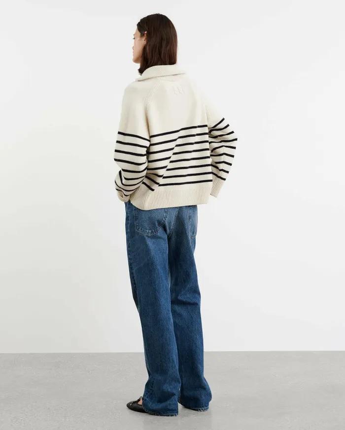 Nili Lotan GANZE SWEATER Ivorydark Navy Stripe Women Knits and Sweaters