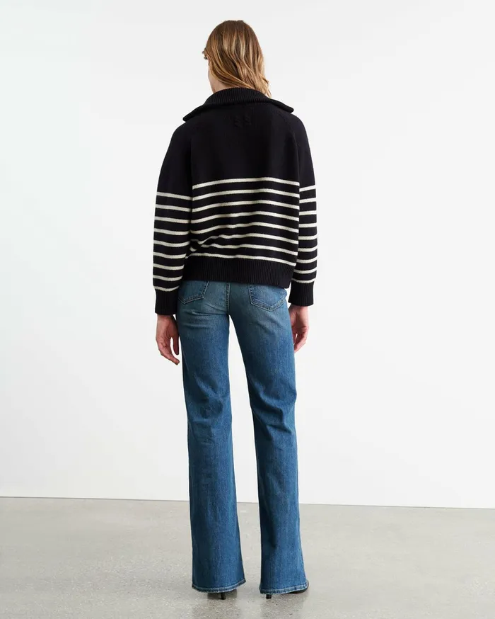 Nili Lotan GANZE SWEATER Ivorydark Navy Stripe Women Knits and Sweaters