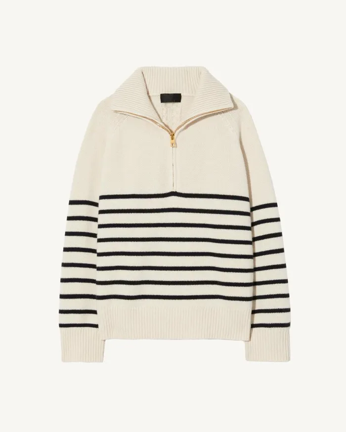 Nili Lotan GANZE SWEATER Ivorydark Navy Stripe Women Knits and Sweaters