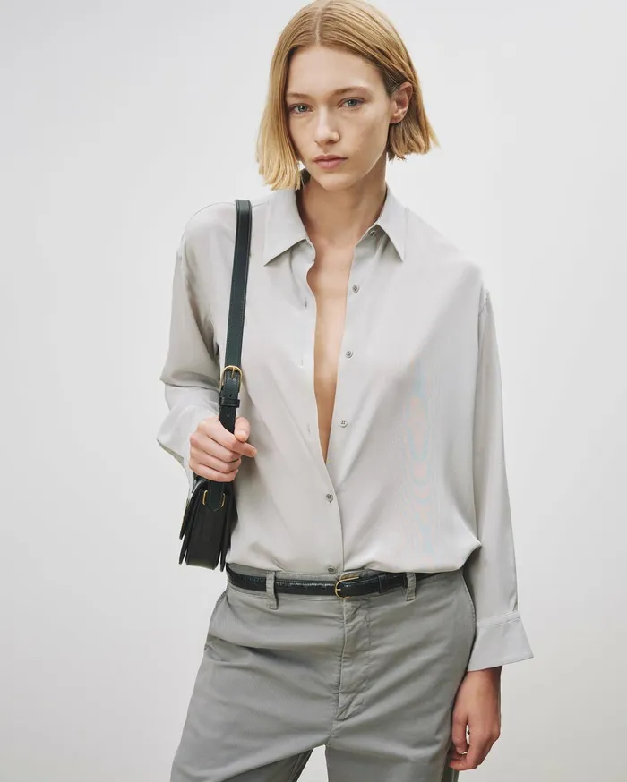 Nili Lotan JULIEN SILK BLOUSE Black Women Tops