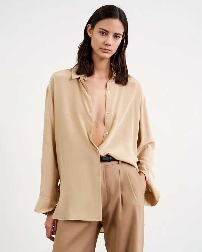 Nili Lotan JULIEN SILK BLOUSE Black Women Tops
