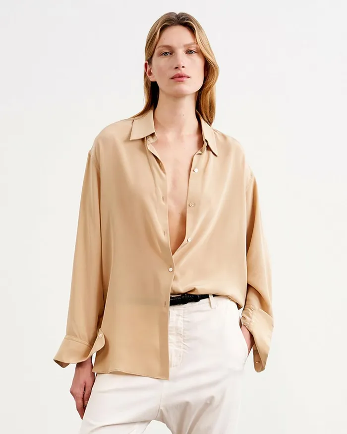 Nili Lotan JULIEN SILK BLOUSE Black Women Tops