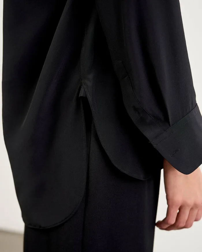 Nili Lotan JULIEN SILK BLOUSE Black Women Tops