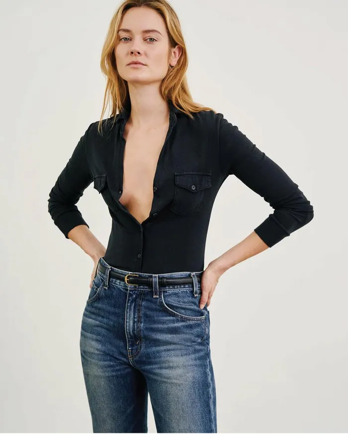 Nili Lotan LIAM SHIRT Jet Black Women Tops