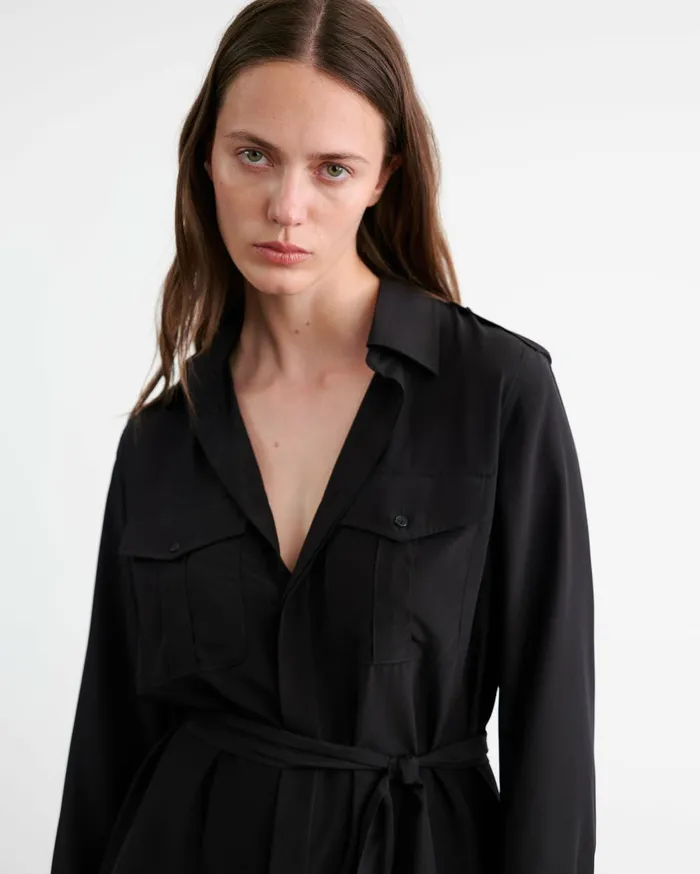 Nili Lotan MARCIA SILK DRESS Black Women Dresses and Skirts