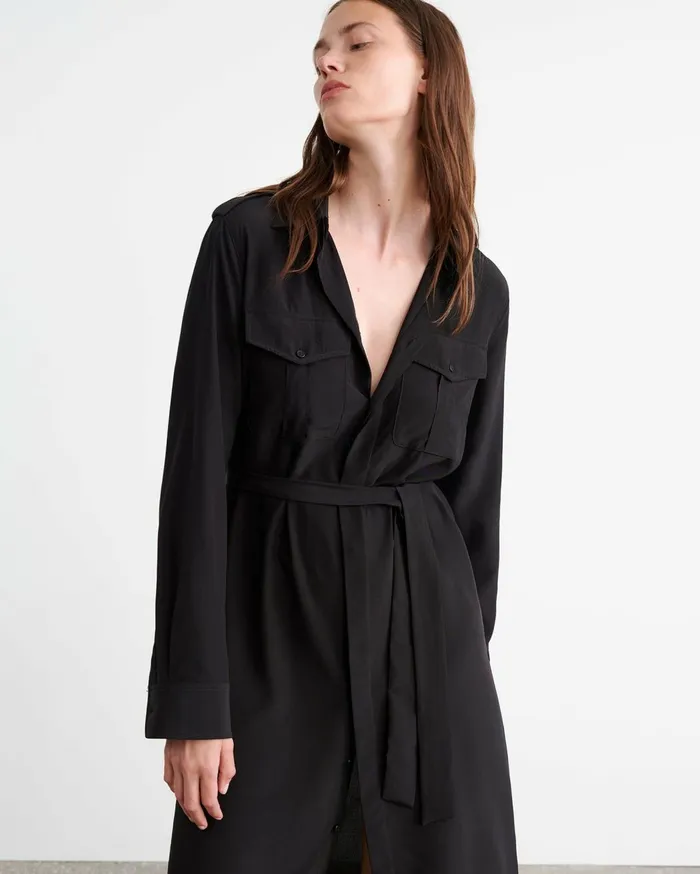 Nili Lotan MARCIA SILK DRESS Black Women Dresses and Skirts