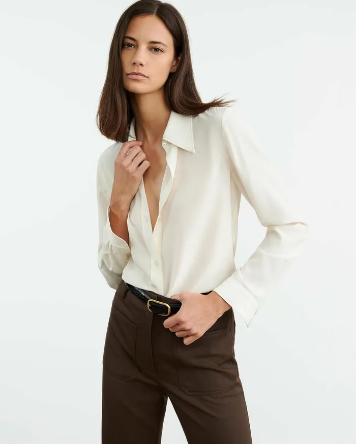 Nili Lotan SIMONE SHIRT Ivory Women Tops