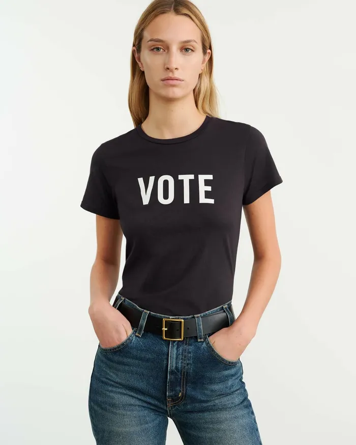 Nili Lotan VOTE TEE Washed Black Women Tees