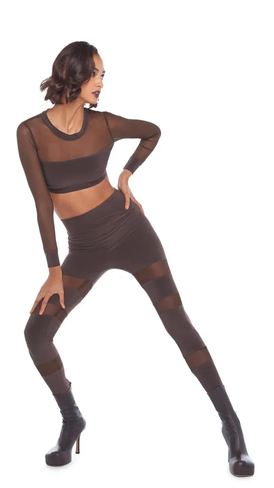 Norma Kamali Bottoms SHEER BLOCK LEGGING Chocolatechocolate Mesh 8211 Clothing Norma Kamali Bottoms SHEER BLOCK LEGGING Chocolatechocolate Mesh 8211 Clothing