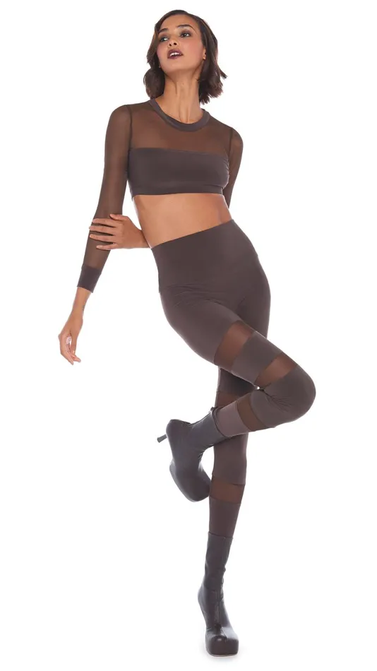 Norma Kamali Bottoms SHEER BLOCK LEGGING Chocolatechocolate Mesh 8211 Clothing Norma Kamali Bottoms SHEER BLOCK LEGGING Chocolatechocolate Mesh 8211 Clothing